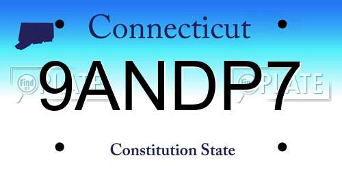 9ANDP7 Connecticut License Plate
