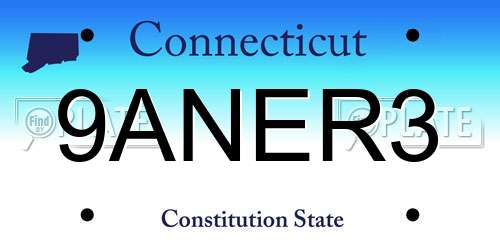 9ANER3 Connecticut License Plate