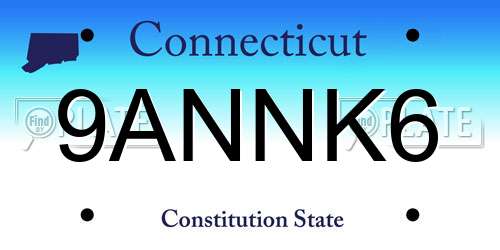 9ANNK6 Connecticut License Plate