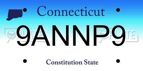 9ANNP9 Connecticut License Plate