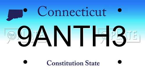 9ANTH3 Connecticut License Plate