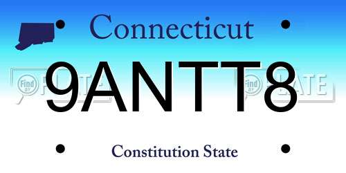 9ANTT8 Connecticut License Plate