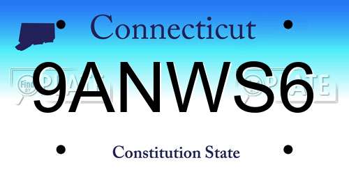 9ANWS6 Connecticut License Plate