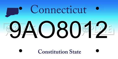 9AO8012 Connecticut License Plate
