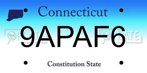 9APAF6 Connecticut License Plate