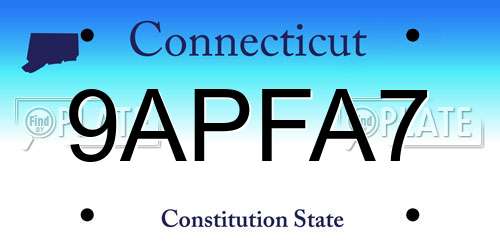 9APFA7 Connecticut License Plate
