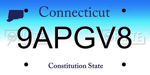 9APGV8 Connecticut License Plate