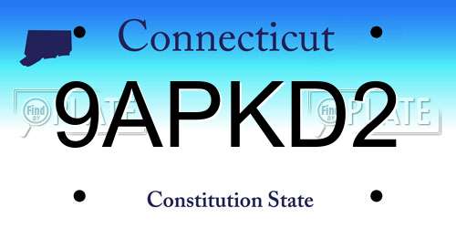 9APKD2 Connecticut License Plate