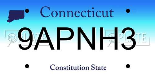 9APNH3 Connecticut License Plate