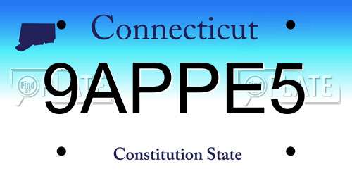 9APPE5 Connecticut License Plate