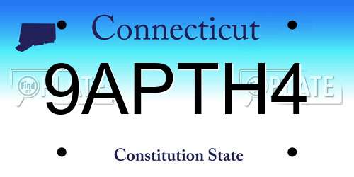 9APTH4 Connecticut License Plate