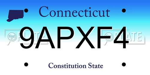 9APXF4 Connecticut License Plate