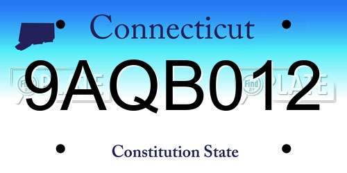 9AQB012 Connecticut License Plate