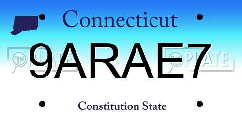 9ARAE7 Connecticut License Plate