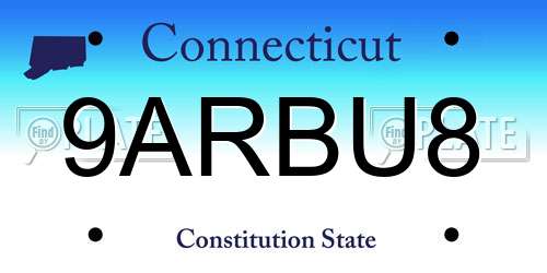 9ARBU8 Connecticut License Plate