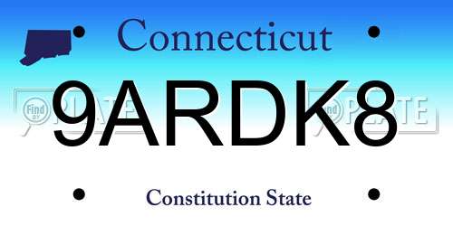 9ARDK8 Connecticut License Plate