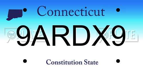 9ARDX9 Connecticut License Plate
