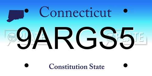 9ARGS5 Connecticut License Plate