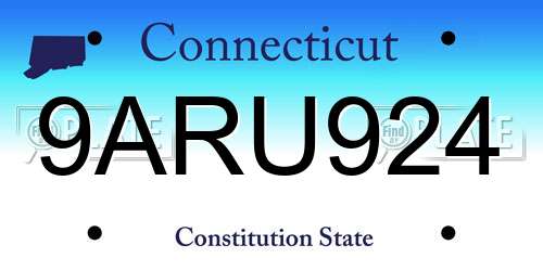 9ARU924 Connecticut License Plate