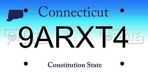 9ARXT4 Connecticut License Plate