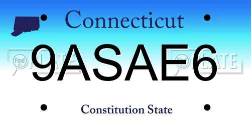 9ASAE6 Connecticut License Plate