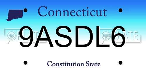 9ASDL6 Connecticut License Plate