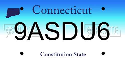 9ASDU6 Connecticut License Plate