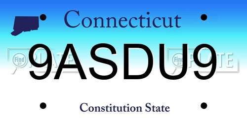 9ASDU9 Connecticut License Plate