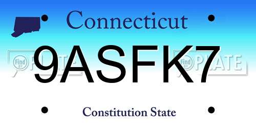 9ASFK7 Connecticut License Plate