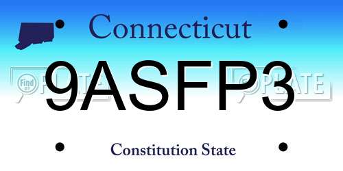 9ASFP3 Connecticut License Plate
