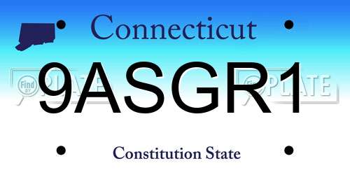 9ASGR1 Connecticut License Plate