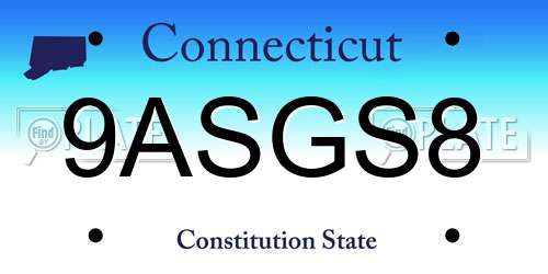 9ASGS8 Connecticut License Plate