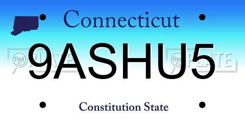 9ASHU5 Connecticut License Plate