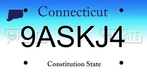 9ASKJ4 Connecticut License Plate