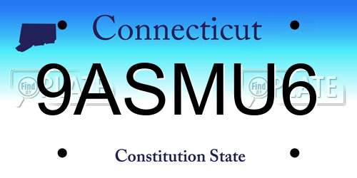 9ASMU6 Connecticut License Plate