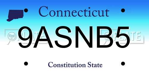 9ASNB5 Connecticut License Plate