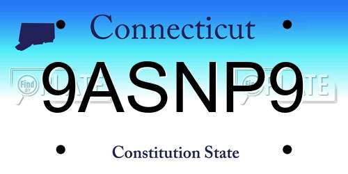 9ASNP9 Connecticut License Plate