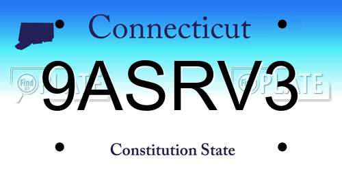 9ASRV3 Connecticut License Plate