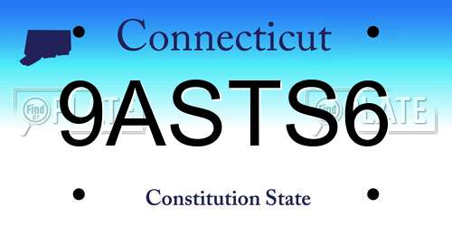 9ASTS6 Connecticut License Plate