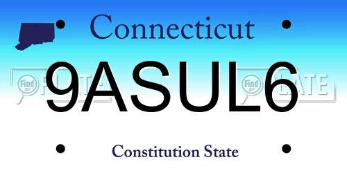 9ASUL6 Connecticut License Plate