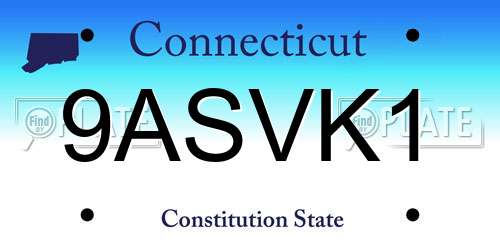 9ASVK1 Connecticut License Plate