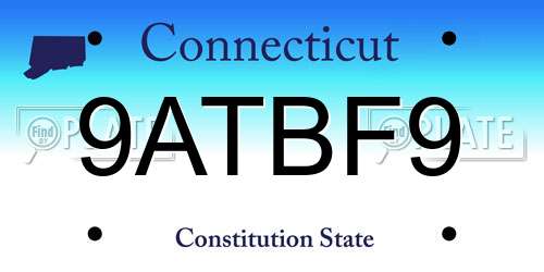 9ATBF9 Connecticut License Plate