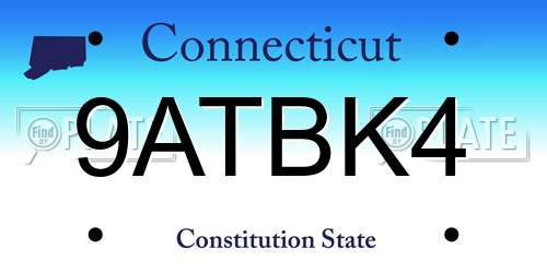 9ATBK4 Connecticut License Plate