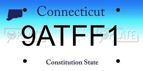 9ATFF1 Connecticut License Plate