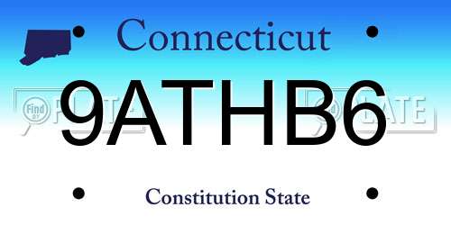 9ATHB6 Connecticut License Plate