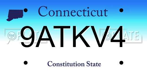 9ATKV4 Connecticut License Plate