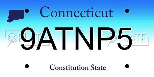9ATNP5 Connecticut License Plate