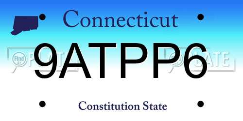 9ATPP6 Connecticut License Plate