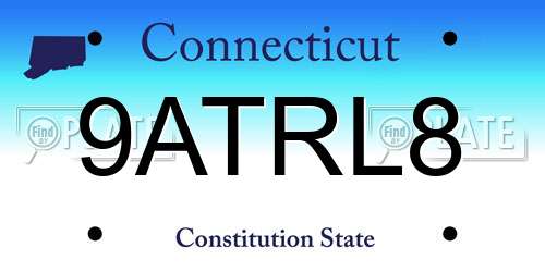 9ATRL8 Connecticut License Plate