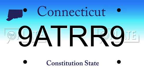 9ATRR9 Connecticut License Plate
